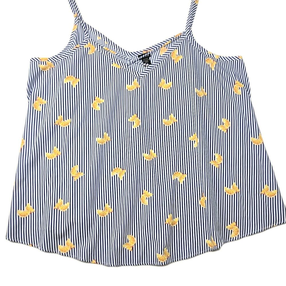 Torrid Orange Citrus Fruit Pinstripe Tank Top Cross Strap Size 4X NWT